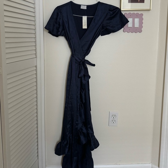 Janette Satin Wrap Midi Dress - Picture 3 of 5